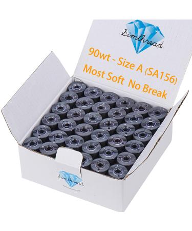 Simthread 144pcs Black 90 Weight WT(60S/2) Prewound Bobbins Thread Size A Class 15 Plastic Sided for Brother Babylock Embroidery Thread Sewing Thread Machine DIY (Black) 90wt Black
