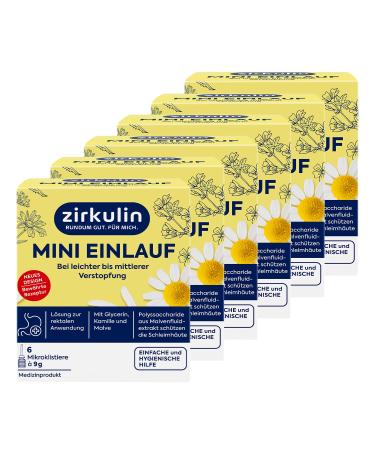 Circular mini inlet enema with a light to moderate constipation with glycerin chamomile and mallow stimulates the daring emptying 6 x 6 microclisters each