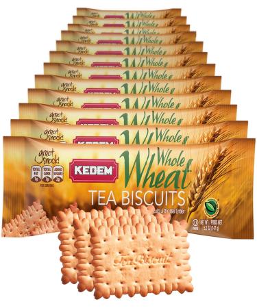 Kedem Whole Wheat Tea Biscuits (12 Pack) Only 2g Sugar|7g Carbs |1g Fat| Certified Kosher