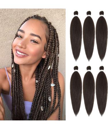 Pre-stretched Braiding Hair 26 inch Easy Braid 6 Packs Professional Kanekalon Synthetic Fiber Crochet EZ Braids Yaki Texture Braiding Hair Extensions (4#) 26 Inch (Pack of 6) 4#