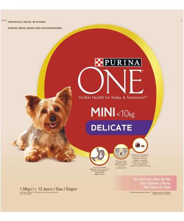 Purina One Mini Delicate Salmon With Rice - 1.5kg - Dry Food for Small Dogs with Sensitive Digestion - Pack of 6*1.5 KG - Buy Online on GoSupps.com