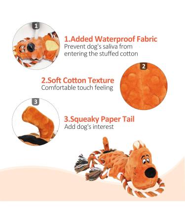 IOKHEIRA Large Breed Dog Plush Toy for Teeth Cleaning & Tug of War - Beige&Brown - Buy Online on GoSupps.com