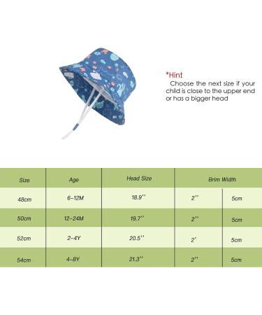 LANGZHEN Baby Girls Beach Sun Hat with Chin Strap, Navy Whales, 6-12 Months - Buy Online on GoSupps.com