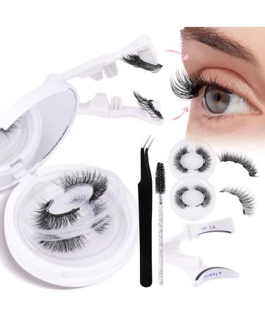 Magnetic Eyelashes 2 Pairs Cat Eye Natural Lashes Magnetic lashes with Applicator Magnetic Lashes Kit No Glue & No Makeup Remover CT-02