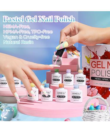 AIMEILI Easter Pastel Gel Nail Polish Set 8ml 12 Colours Spring Summer Pink Yellow Blue Purple Soak Off UV LED Gel Nail Polishes Nail Art Gel Polish Gift Kit 9 KIT12-9_8ML 0.67 ml (Pack of 12) - Buy Online on GoSupps.com