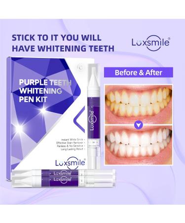 V34 Purple Teeth Whitening Gel Pens - Non-Sensitive 25% Carbamide Peroxide Color Corrector - 3 Pack (4ml Each - Buy Online on GoSupps.com