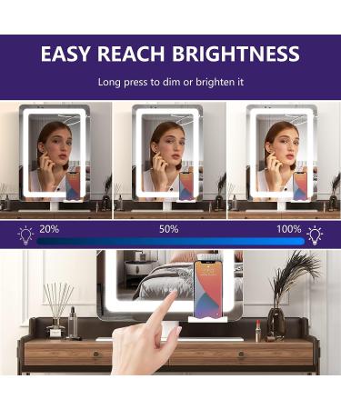 Hasipu Vanity Mirror - 16 12 LED Lighted Makeup Mirror with Smart Touch Controls and 3 Modes Light - 360 Rotation, Round White - Buy Online on GoSupps.com