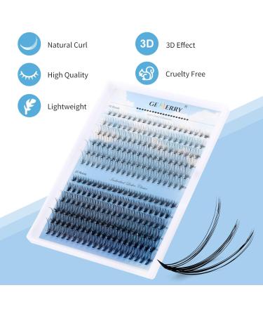 GEMERRY Lash Cluster 240pcs 3D Effect Individual Lashes D Curl 10D 20D 0.07mm 8-16mm - Wide Stem Natural Volume Lashes for DIY Eyelash Extension - Buy Online on GoSupps.com