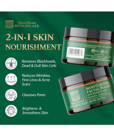 Natural Elements Botanicals Moisturizing Facial Polish Gentle Face Scrub 2-in-1 Facial Scrub Hydrating & Exfoliating Face Scrub Facial Exfoliator w/Bamboo & Coffee 4 oz - Buy Online on GoSupps.com