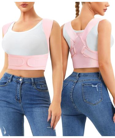 Junlan back straight keeper posture correction back ladies and men shoulder belt posture trainer posture corrector adjustable back support for neck shoulder and back (pink XS-S) pink XS-S - Buy Online on GoSupps.com