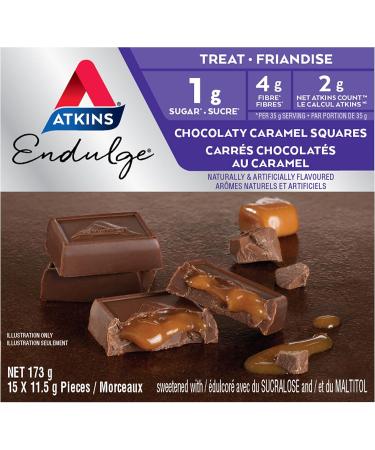 Atkins Snack Bars - Caramel Chocolaty Nut Roll 2g Sugar Keto-Friendly High Fibre 5 count & Endulge Treats Milk Chocolate Caramel Squares 1g Sugar Keto-Friendly High Fibre 15 count Caramel Chocolaty Nut Roll + Endulge Treats - Buy Online on GoSupps.com