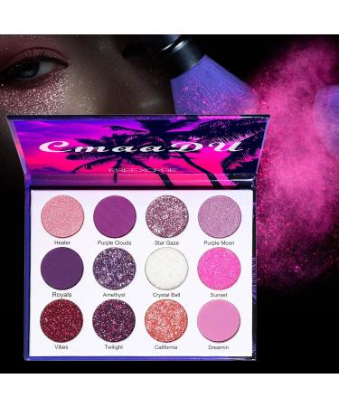 12 Colors Glitter Eyeshadow Palette for Women Purple-tone Waterproof Long-lasting Eyeshadow Glitters Highly Pigmented Matte Eye Shadow Powder Sparkling Eye Makeup for Women and Girls - Buy Online on GoSupps.com