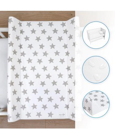 Baby Hard Base Changing Mat/Top Changer 70x50 cm fits 120x60 cm Cot Unisex Wedge Anti Roll Nappy Newborn Baby Waterproof Changing Mat with Raised Edges (Stars) - Buy Online on GoSupps.com