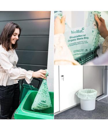 Biomat Compostable 20L Organic Waste Bags with Handle - 130 Premium Quality Bags DINPlus Certified Climate-Neutral Made in Germany (5 Pack) - Buy Online on GoSupps.com