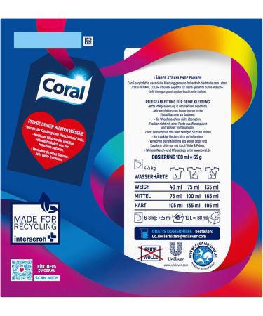 Coral Washing Powder - Optimal Color Detergent for Radiant Colors | 4x22 WL - Effective International Shipping - Buy Online on GoSupps.com