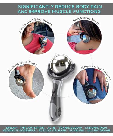 SubZero Cryosphere Cold Massage Therapy Ball | Portable Ice Roller for Pain Relief, Inflammation, Sprain, Stiffness | Zero Mess Ice Cup - Black & Gray - Buy Online on GoSupps.com