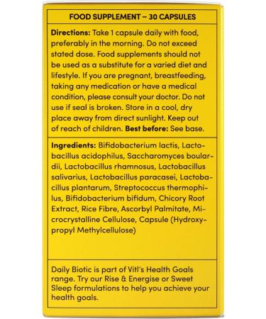 Vitl Daily Biotic - 30 Vegan Capsules - 9 Probiotic Strains - Gut Friendly Bacteria Blend - Digestive Support - 1 Month Supply - Buy Online on GoSupps.com