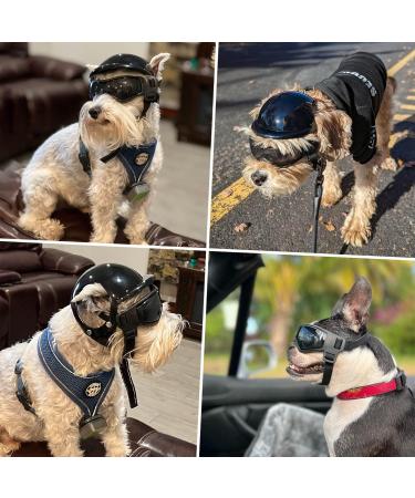 Namsan Anti-UV Dog Glasses & Pet Helmet - Windproof Eye Protection Sunglasses for Small/Medium Dogs - Cool Motorcycle Helmet Black - Buy Online on GoSupps.com