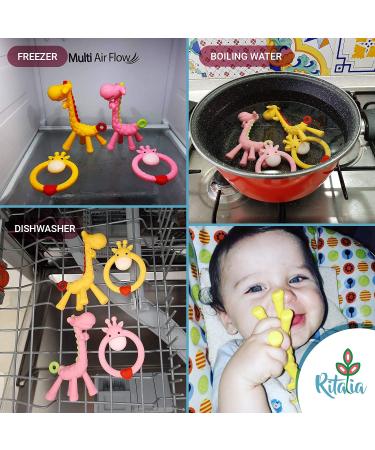 Ritalia Cooling Teething Ring for Babies - Natural Pink Teething Relief for Toddlers - Buy Online on GoSupps.com
