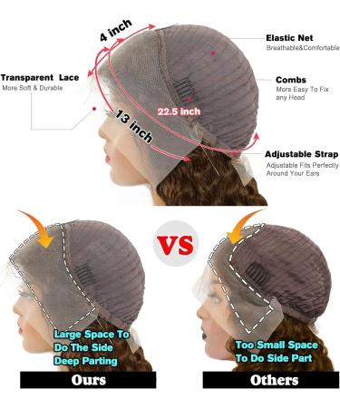 Tunfine #4 Chocolate Brown 20 Inch Human Hair Lace Front Wig - 180 Density Straight Pre Plucked Glueless Wig for Black Women - Buy Online on GoSupps.com