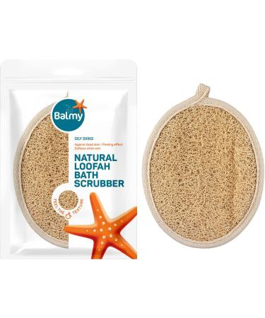 Balmy Naturel Luffa Sponge Bath Glove Exoliating Glove Shower Gloves Loofah Sponge Body Exfoliating Gloves Shower Massage Glove Oval Body Scrub