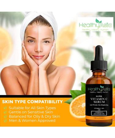 HealthyAsia Black Label Super C Vitamin C Serum for Face Brightening & Anti-Aging Facial Treatment for Radiant Skin Firming & Hydrating Formula with Stabilized Vitamin C 1 fl oz (30ml) - Buy Online on GoSupps.com