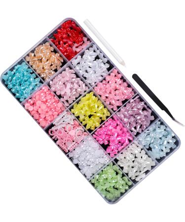 3D Nail Flower Mixed Bowknot Nails Art Flatback Beads Nails Art Decorations White Bowknot Nail Beads 3d Nail For Acrylic Nails Bkhz012 - Buy Online on GoSupps.com