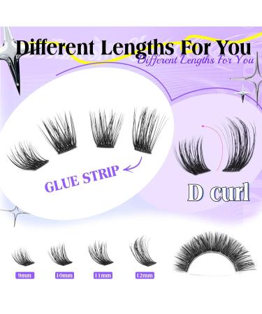 Buy Wiwoseo Self Adhesive Eyelashes | Pre-Glued Cluster Extensions | Waterproof D Curl Lash Clusters - No Glue Needed - Buy Online on GoSupps.com