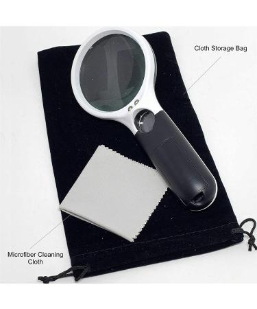 3X Magnifying Glass with 45x Loupe | LED Lighted Magnifier for Reading, Jewelers Loupe, Coins | Handheld Magnifying Glass for Labels - Buy Online on GoSupps.com