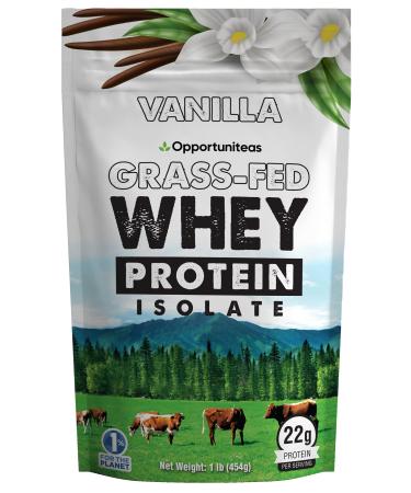 Vanilla Whey Protein Powder - Grass Fed Whey Isolate + Real Sugar & Vanilla Flavor - Perfect for Shakes, Smoothies, Drinks, Cooking & Baking - Non GMO & Gluten Free - 1 lb Vanilla 1 Pound (Pack of 1)
