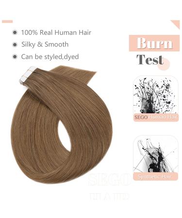 SEGO Glue on Hair Extensions 14 Seamless Straight 40g - 20pcs #6 Light Brown Human Hair - Buy Online on GoSupps.com