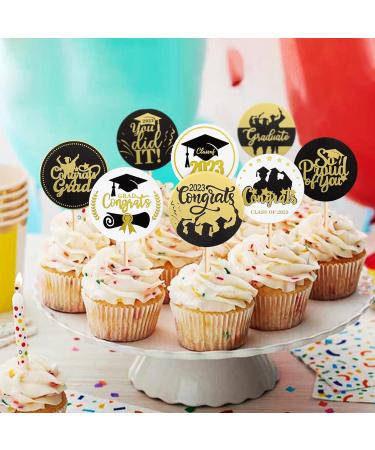 Ercadio 24 Pack 2023 Congrat Grad Cupcake Toppers 2023 Congrats Grad Cupcake Picks Graduation Cupcake Toppers You Did It So Proud of You Cake Toppers for Graduation Theme Party Cake Decors Supplies B-round Grad - Buy Online on GoSupps.com