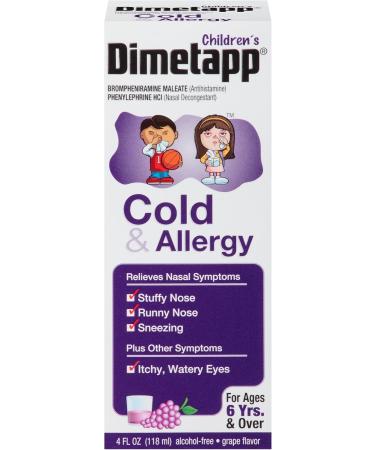 Dimetapp Children's Cold & Allergy Antihistamine & Decongestant Grape Flavor Purple 24 Fl Oz Pack of 6 - Buy Online on GoSupps.com