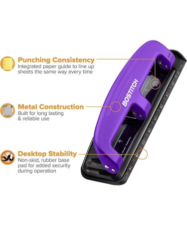 Bostitch Office EZ Squeeze 3-Hole Punch - Purple (2105) | 12 Sheets Capacity - Buy Online on GoSupps.com