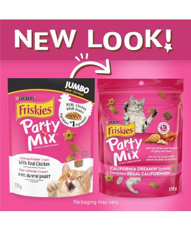 Friskies Party Mix Cat Treats California Dreamin' Crunch Real Chicken - 170 g Pouch (1 Pack) California Dreamin' Crunch 170 g (Pack of 1) - Buy Online on GoSupps.com