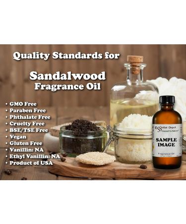 Sandalwood Fragrance Oil 4 oz - Premium Amber Glass Bottle - Safety Sealed & Cone Lined Cap - Buy Online on GoSupps.com