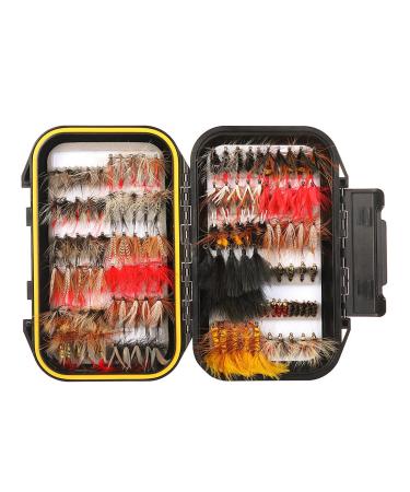 FISHINGSIR Fly Fishing Flies Kit - 64/100/110/120pcs Handmade Fly Fishing Lures - Dry/Wet Flies,Streamer, Nymph, Emerger with Waterproof Fly Box MUST-HAVE SERIES - 120PCS Flies Kit + Fly Box