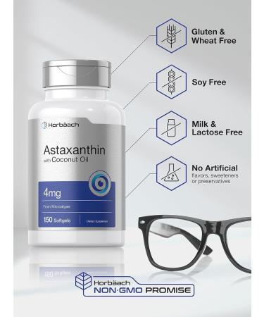 Horb ach Astaxanthin 4mg | 150 Softgels | Supplement from Microalgae | with Coconut Oil | Non-GMO Gluten Soy Free - Buy Online on GoSupps.com