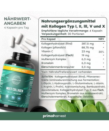 Primal Harvest Multi-Collagen Capsules - 120 High-Dose Premium Collagen - GMP Certified Made in Germany | International Shipping - Buy Online on GoSupps.com