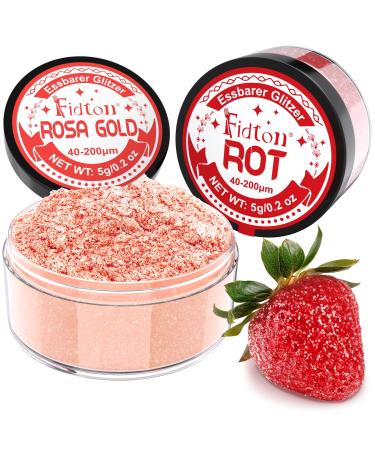 Edible glitter for drinks - Fidton 2 colors food color powder set glitter edible for cakes fondant donut edible glitter for drinks cocktail edible glitter pink gold and red - 5G - Buy Online on GoSupps.com