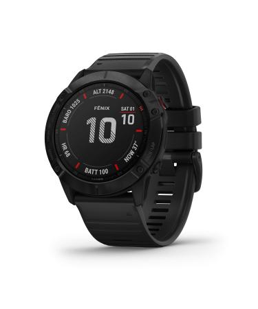 Garmin 010-02157-10 fenix 6X Sapphire, Premium Multisport GPS Watch, features Mapping, Music, Grade-Adjusted Pace Guidance and Pulse Ox Sensors, Dark Gray with Black Band 6X Sapphire - Dark Gray with Black Band 6X Sapphire Watch