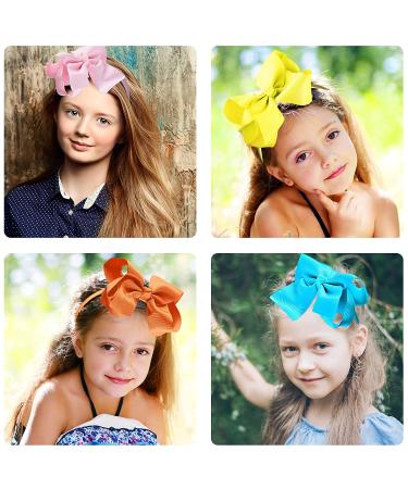 SIQUK 12-Pack Girls Hair Bow Headbands - Boutique Grosgrain Ribbon Headbands with Bows in 12 Colors - 6 Inch - Iridescence - Buy Online on GoSupps.com