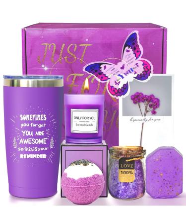 Unique Butterfly 7 pcs Lavender Spa Gift Basket Set - Exquisite Gifts for Women Girls Mom Wife Girlfriend Sister & Perfect for Birthday Christmas Valentine's Day Mother's Day