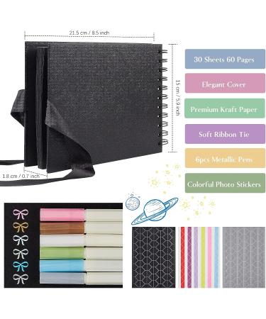 Jutieuo 8.5x5.9 Inch Scrapbook Photo Album - DIY Kit with 60 Pages Black Kraft Paper for Wedding, Anniversary, Graduation, and Travel Memories - Buy Online on GoSupps.com
