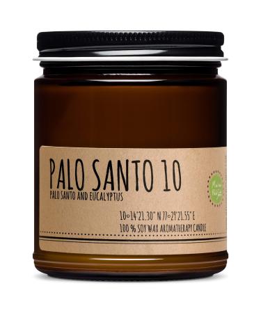 Soy Wax Candle - Palo Santo and Eucalyptus Natural Aromatherapy Smudge Candle Stress Relief Chakra Balancing Meditation Manifestation and Focus 9 oz