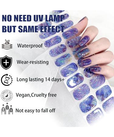 Gel Nail Strips Gel Nail Stickers - 20 Stickers Gel Nail Wraps Soft Self Upgrade Full-Cured Gel Nail Strips Adhesive Gel Nail Stickers Lasting for 15 Days Gel Nail Strips No Need UV/LED Lam(37-Blue) - Buy Online on GoSupps.com