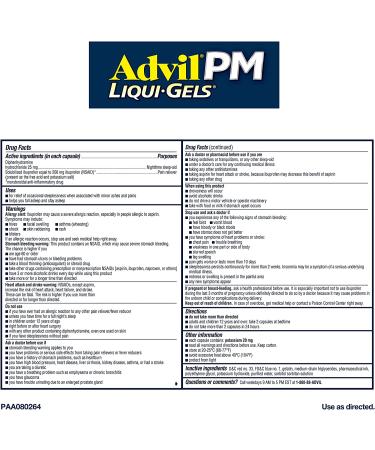Advil PM Liqui-Gels Pain Reliever & Nighttime Sleep Aid - 160 Liquid Capsules - Buy Online on GoSupps.com