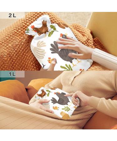 Hot Water Bottles with Cover - Autumn Rooster Design | 2L for Pain Relief Headaches & Feet Warmer - Buy Online on GoSupps.com