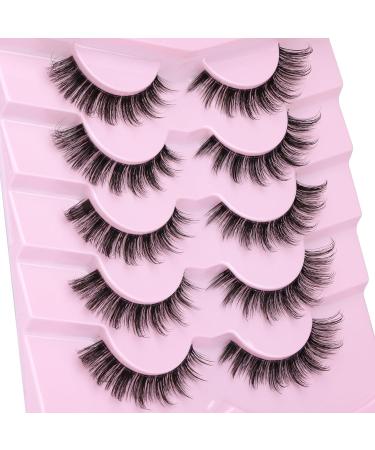 Lashes Natural Look Wispy Eyelashes Clear Band D Curl Eyelash Extension Cat Eye False Lashes Pack 5 Pairs by Mavphnee Glamour - Buy Online on GoSupps.com