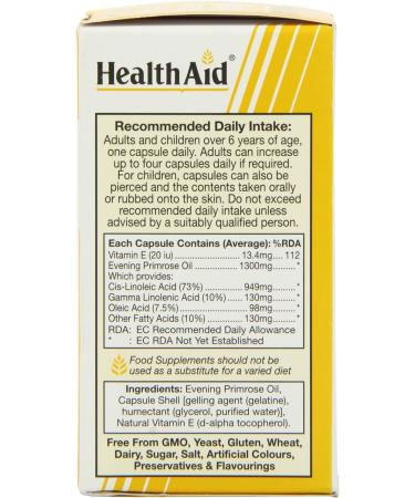 HealthAid Evening Primrose Oil 1300mg - 30 Capsules | High Strength Omega-6 Supplement - Buy Online on GoSupps.com